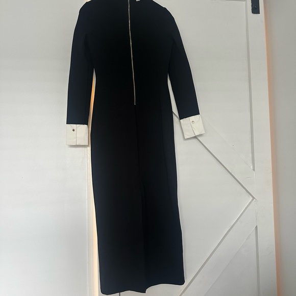 Karen Millen Black Sheath Dress with Mock Neck and Cuffed Sleeves - Picture 2 of 5